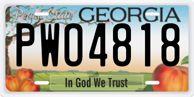 GA license plate PWO4818
