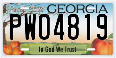 GA license plate PWO4819