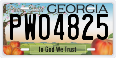 GA license plate PWO4825