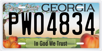 GA license plate PWO4834