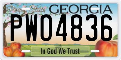GA license plate PWO4836