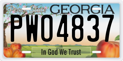 GA license plate PWO4837