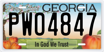 GA license plate PWO4847