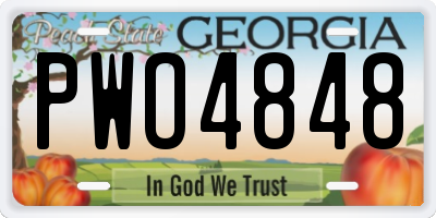GA license plate PWO4848