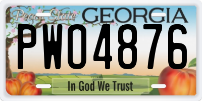 GA license plate PWO4876