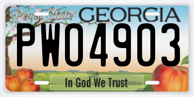 GA license plate PWO4903