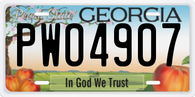 GA license plate PWO4907