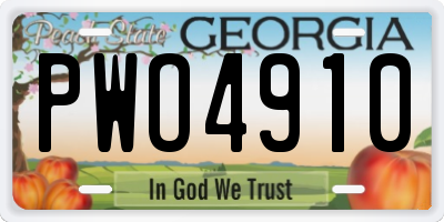 GA license plate PWO4910