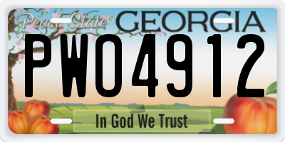 GA license plate PWO4912