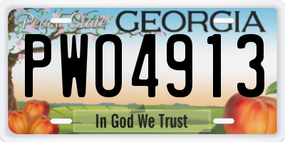 GA license plate PWO4913