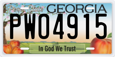 GA license plate PWO4915