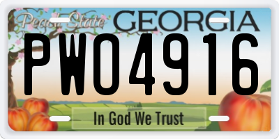 GA license plate PWO4916