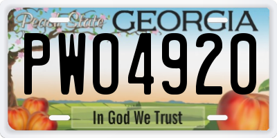 GA license plate PWO4920