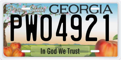 GA license plate PWO4921