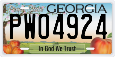 GA license plate PWO4924
