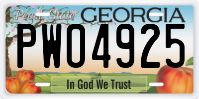 GA license plate PWO4925