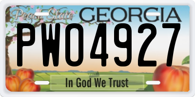 GA license plate PWO4927