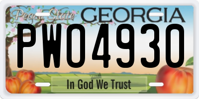 GA license plate PWO4930