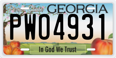 GA license plate PWO4931