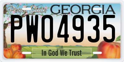 GA license plate PWO4935