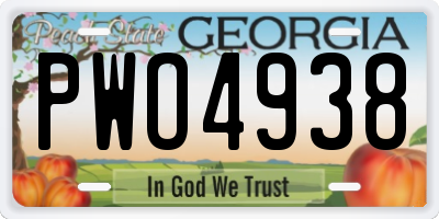 GA license plate PWO4938