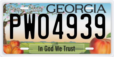 GA license plate PWO4939