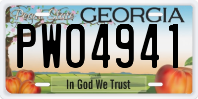 GA license plate PWO4941