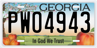 GA license plate PWO4943