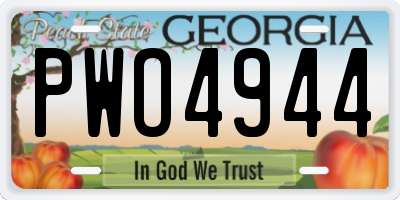 GA license plate PWO4944