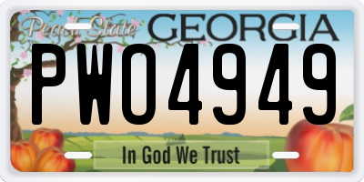 GA license plate PWO4949