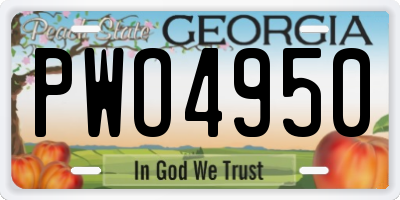 GA license plate PWO4950