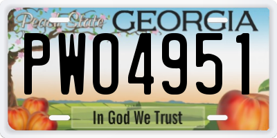 GA license plate PWO4951