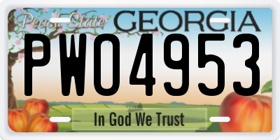 GA license plate PWO4953