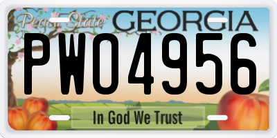 GA license plate PWO4956