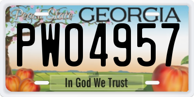 GA license plate PWO4957