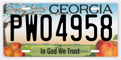 GA license plate PWO4958