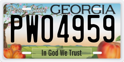 GA license plate PWO4959