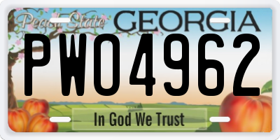 GA license plate PWO4962