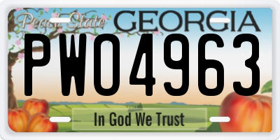 GA license plate PWO4963