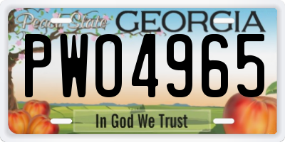 GA license plate PWO4965