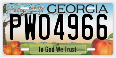 GA license plate PWO4966