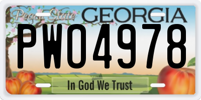 GA license plate PWO4978