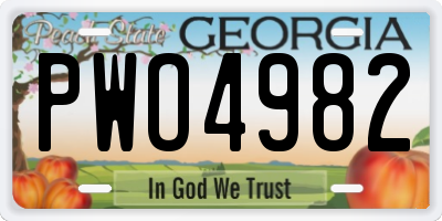 GA license plate PWO4982