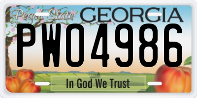 GA license plate PWO4986