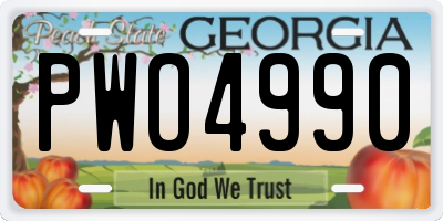 GA license plate PWO4990
