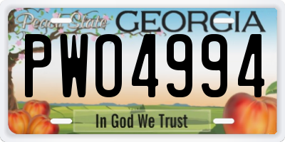 GA license plate PWO4994