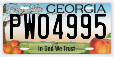 GA license plate PWO4995
