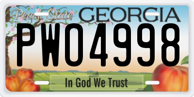 GA license plate PWO4998