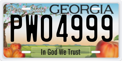 GA license plate PWO4999