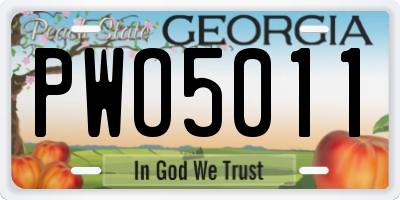 GA license plate PWO5011